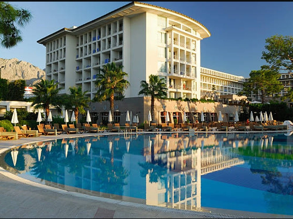 Hotel resort pool and guest rooms